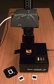 The Lumina was designed as a rostrum or copystand camera before catching the imagination of all comers as a 3D studio still life camera. Here it's mounted on a Durst Colorcopy 350 focused on a truly difficult tungsten-lit Agfacolor XRS 1000 colour negative - one of the most heavily masked, dense negative stocks ever made.