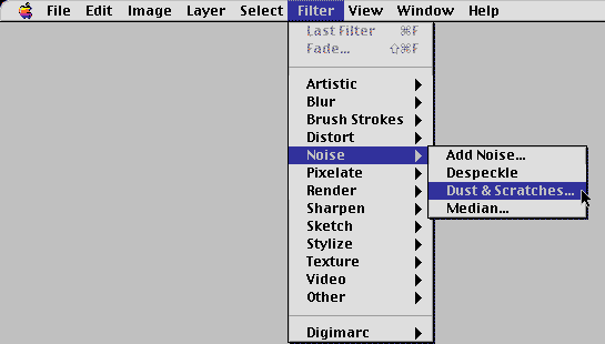 Select Dust & Scratches filter